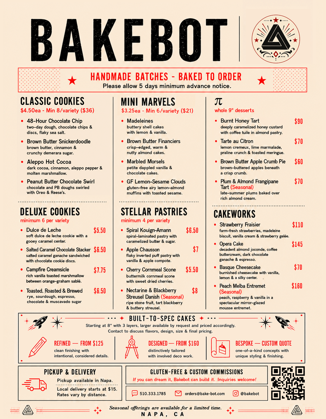 Bakebot menu